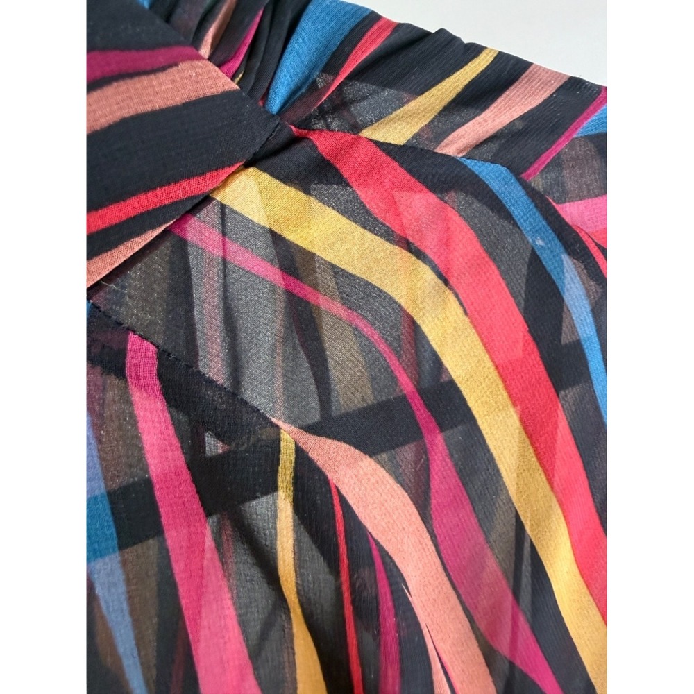 Anne Klein Multicolor Sheer Stripe Midi Dress Womens 16 Cocktail Party - Picture 5 of 8